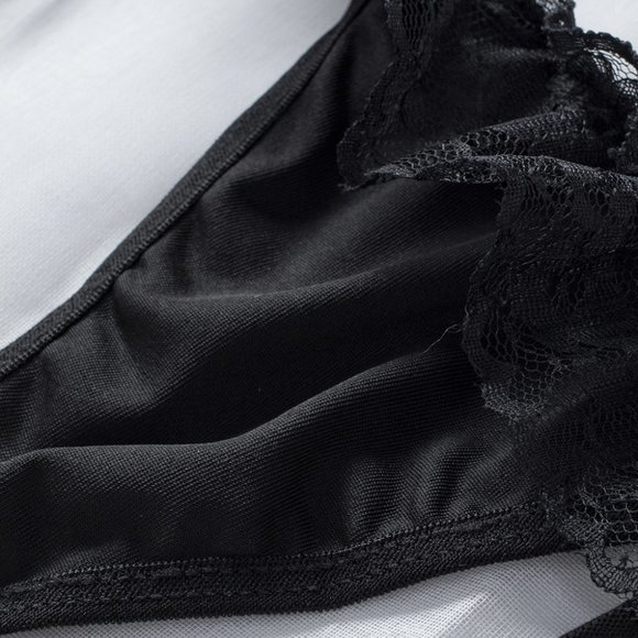 Black Perspective Lace Panty with garter straps - Picture 7 of 10